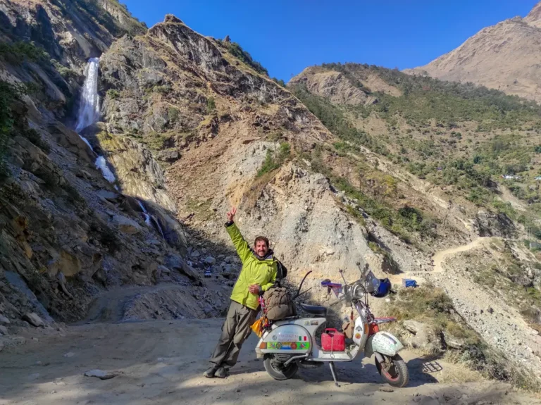 me and Vespa Travel in Mustang valley, Nepal