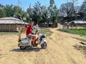 Vespa and me in a Bengali village